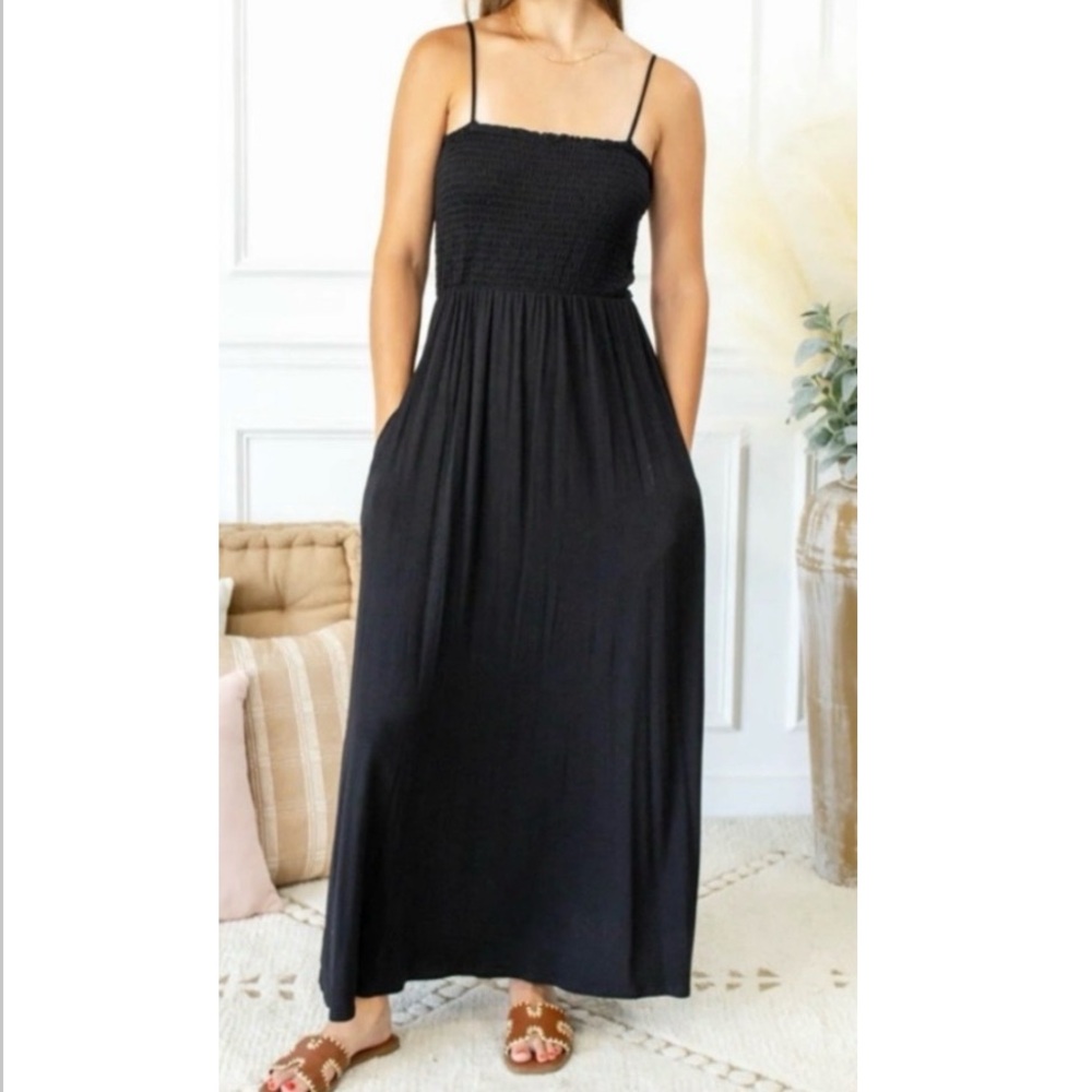 🟠NWT CULTURE CODE Twilight Serenade Empire Maxi Dress in Black 3X
